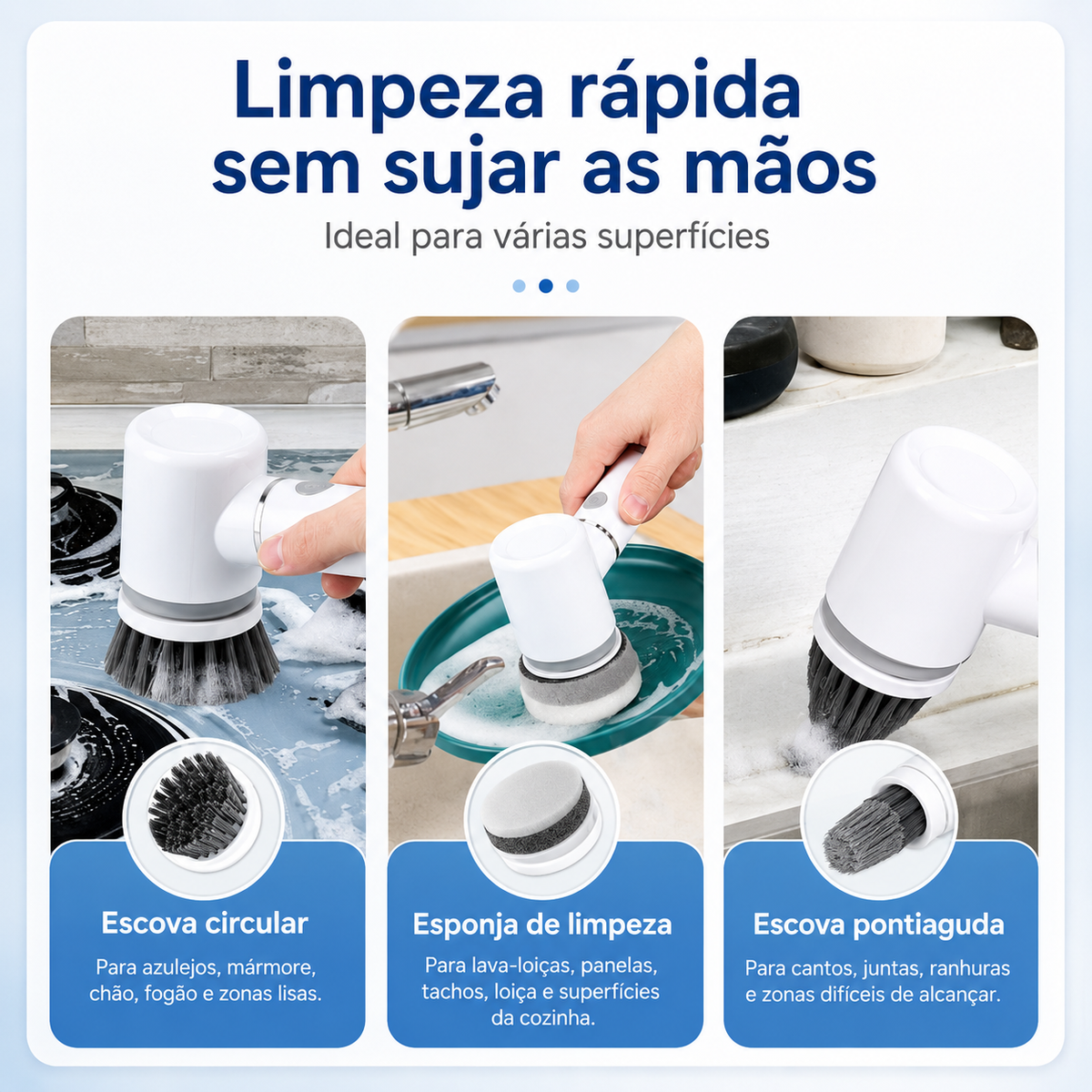 Escova Elétrica de Limpeza Multifuncional